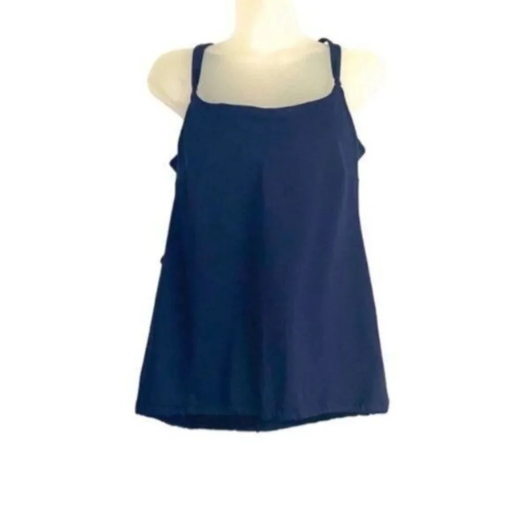 Athleta Seascape‎ Tankini Swim Tank UPF 50+ Blue Vacation Coastal Beach 34 B/C